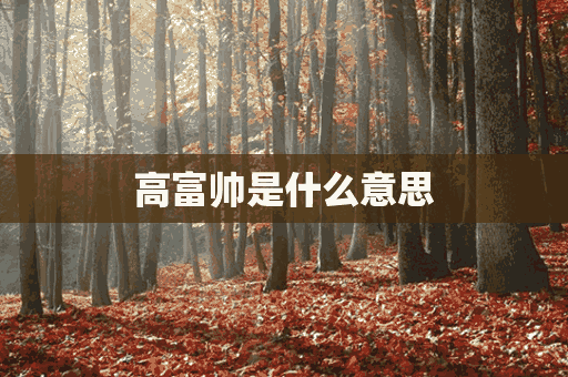 高富帅是什么意思(白富美和高富帅是什么意思)